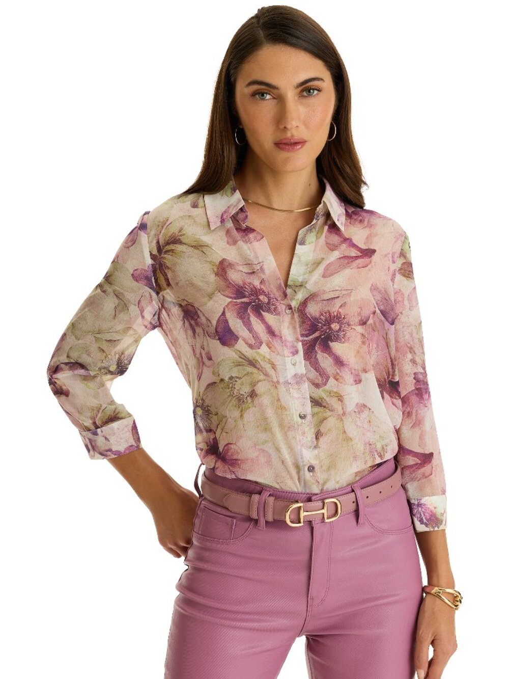 The Noli Shop Sara Chiffon Blouse French Garden, New